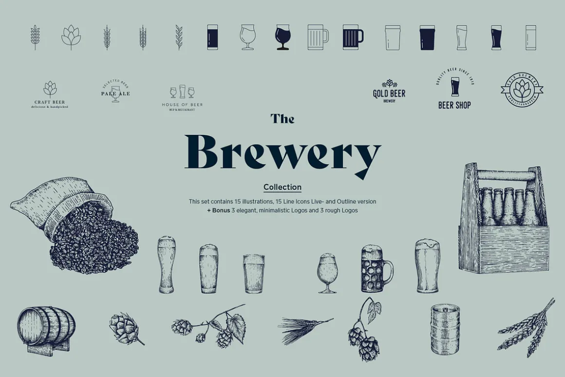 ALCOHOLIC DRINKS Illustration Bundle