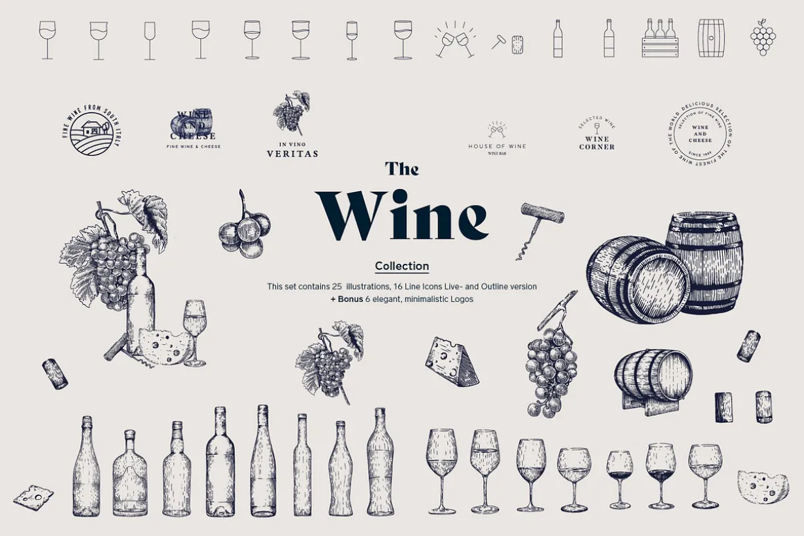 ALCOHOLIC DRINKS Illustration Bundle