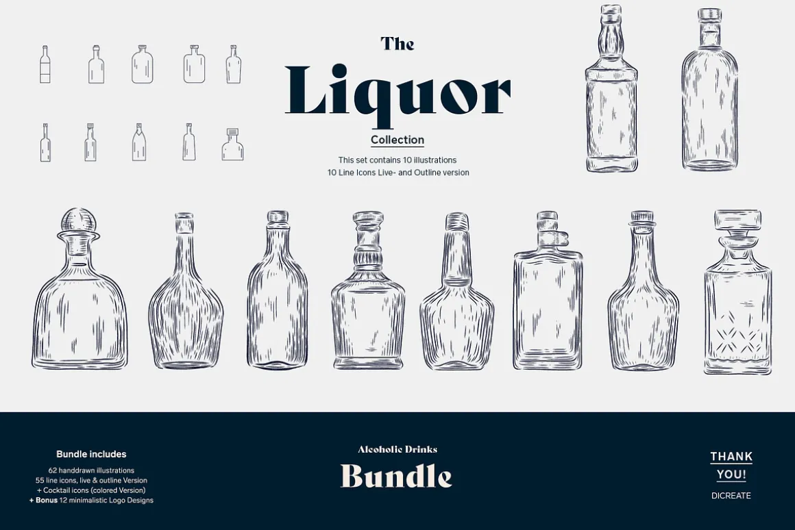 ALCOHOLIC DRINKS Illustration Bundle