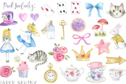 Alice in Wonderland Clipart Set