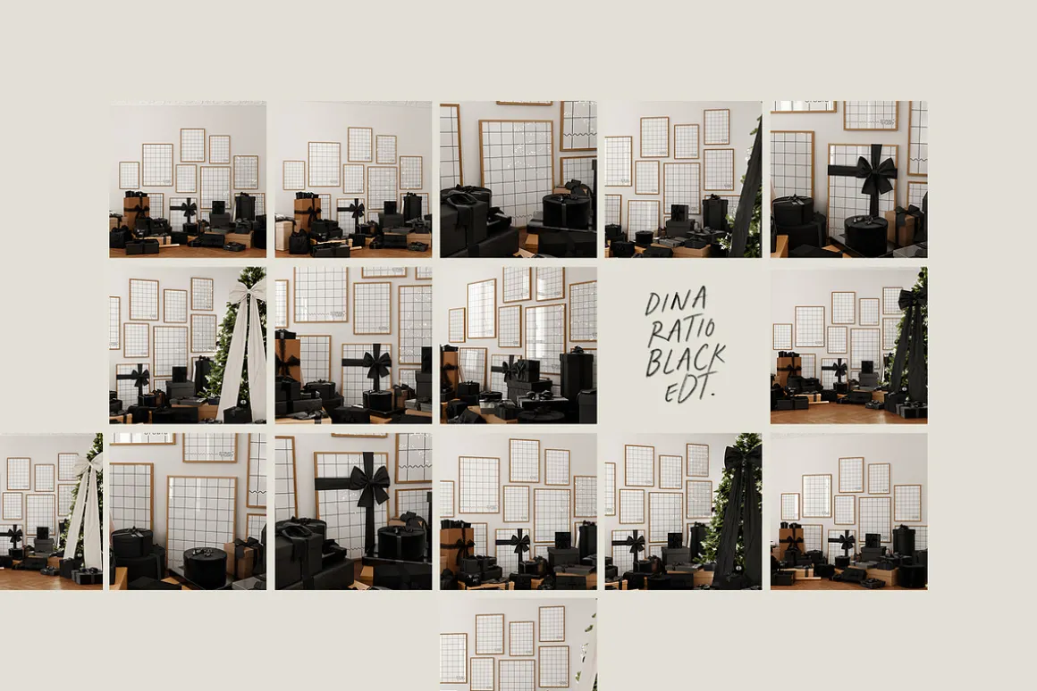 All Black Christmas Mockup Frame