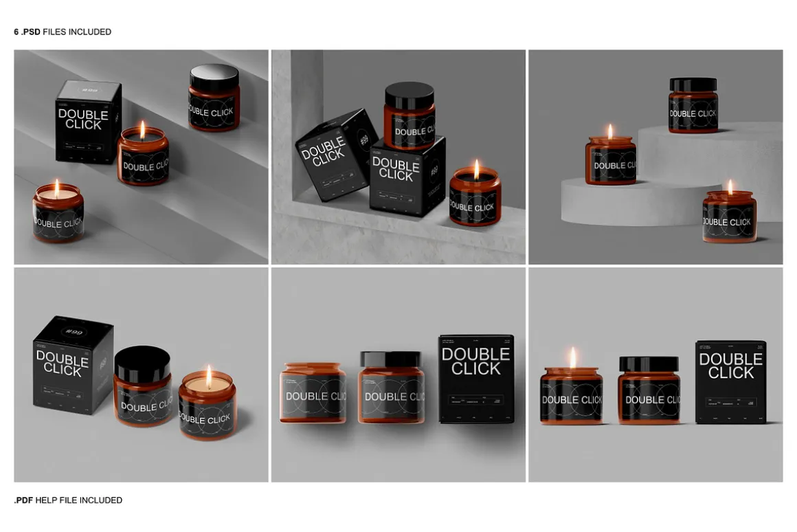 Amber Glass Candle Mockup Set