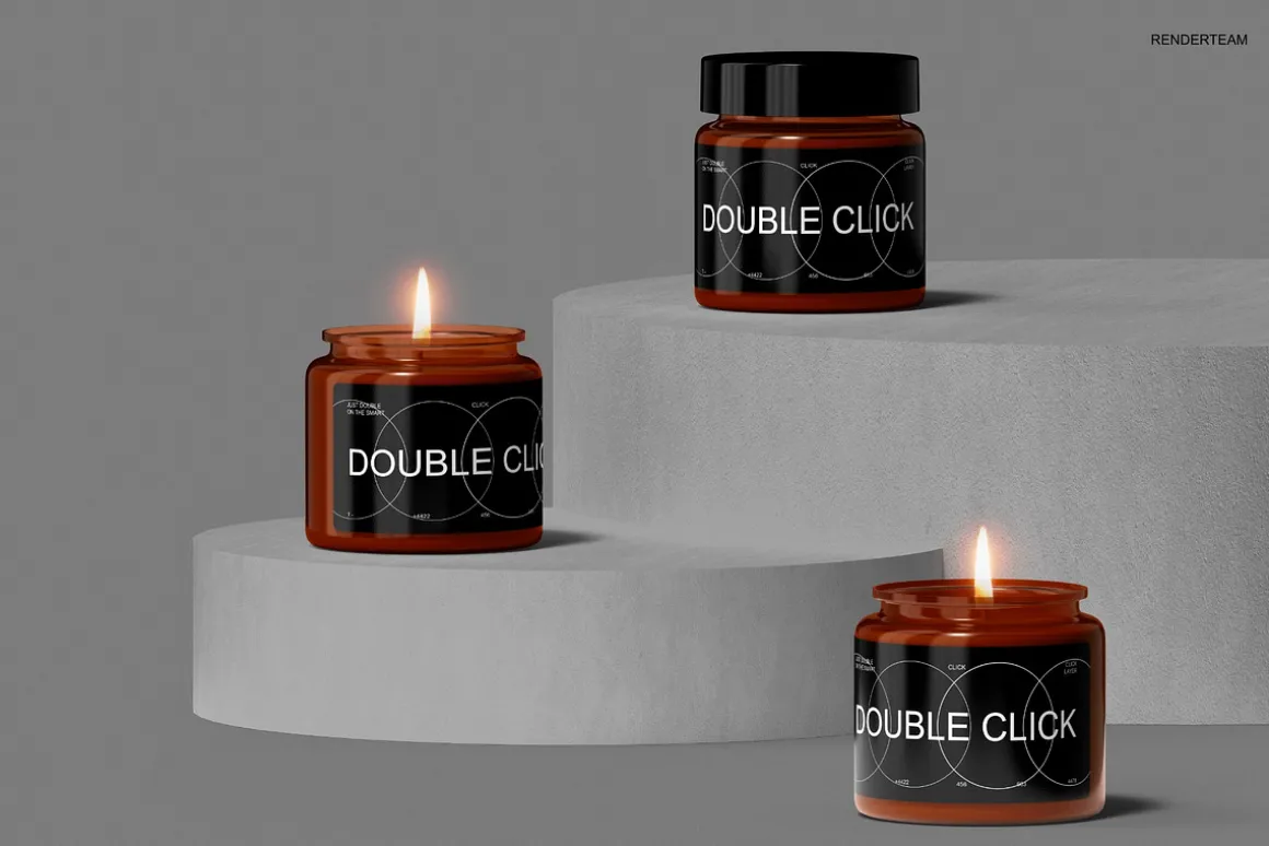 Amber Glass Candle Mockup Set
