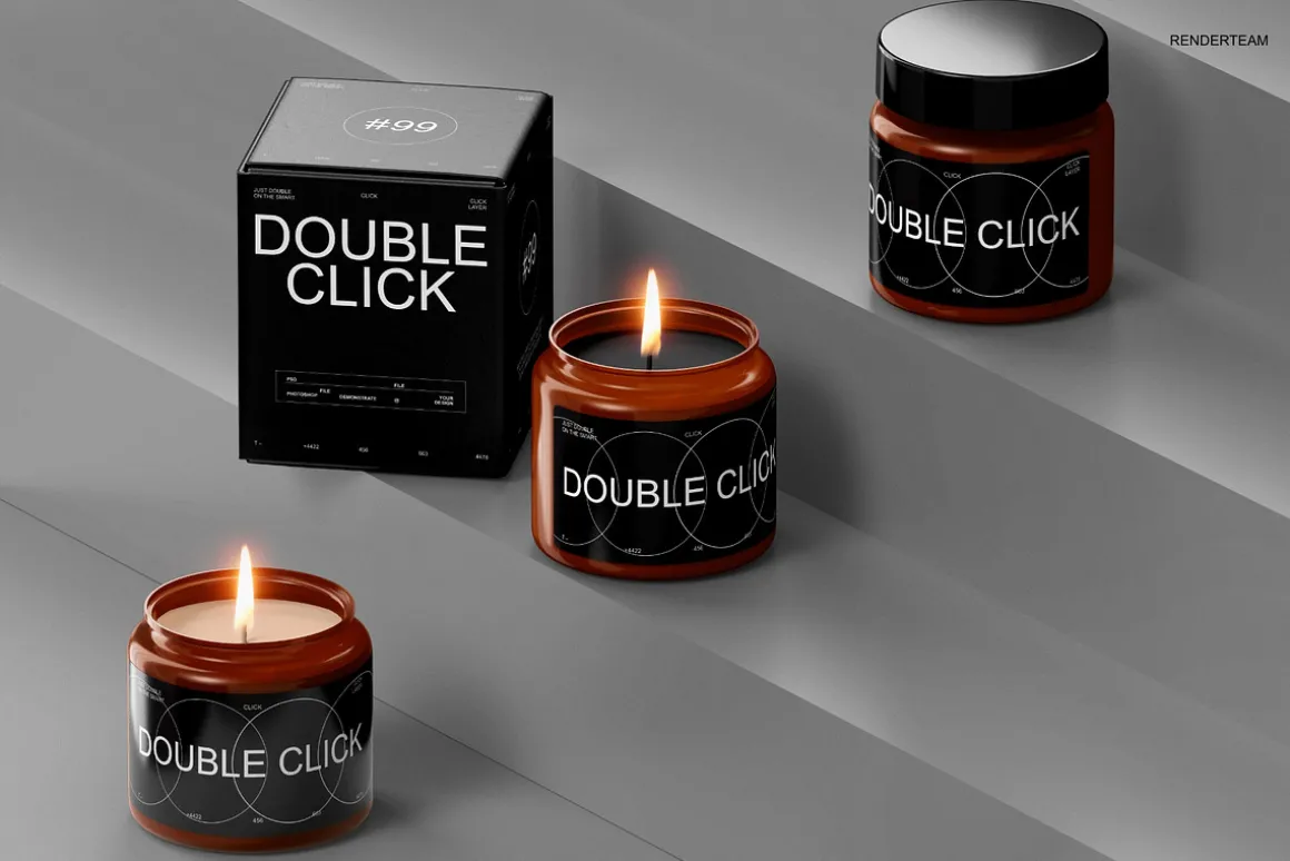 Amber Glass Candle Mockup Set