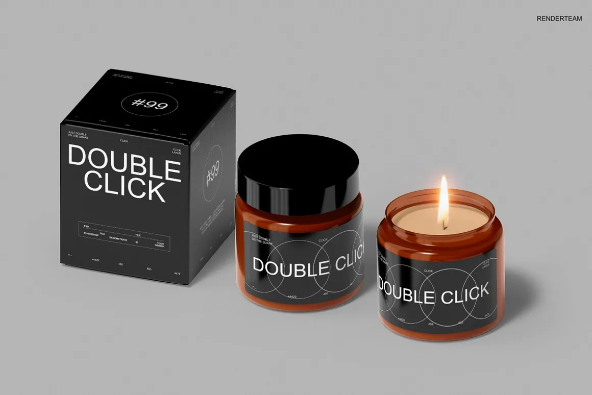 Amber Glass Candle Mockup Set