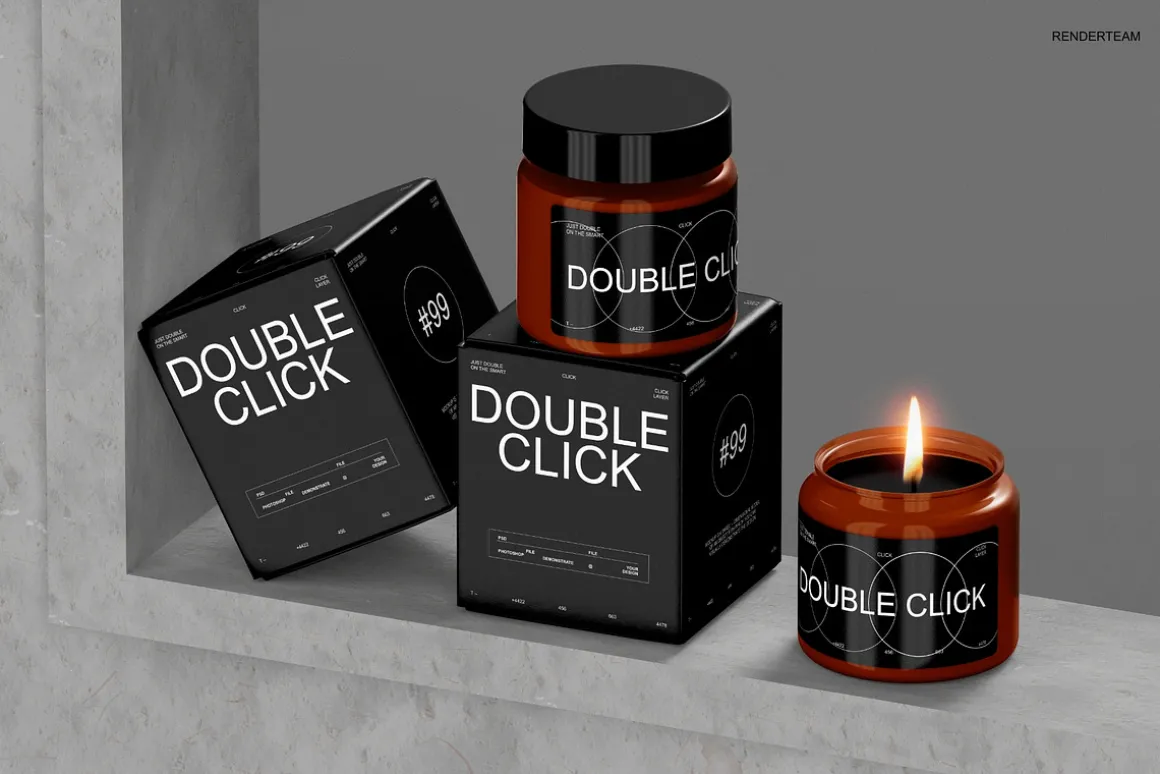 Amber Glass Candle Mockup Set