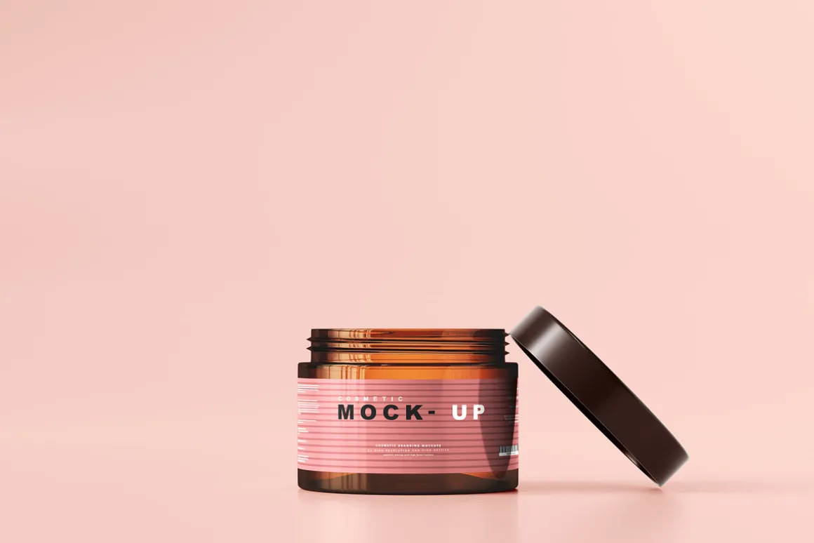 Amber Glass Cosmetic Jar Mockups