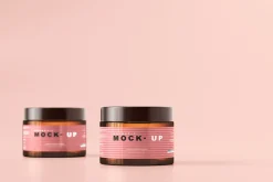 Amber Glass Cosmetic Jar Mockups