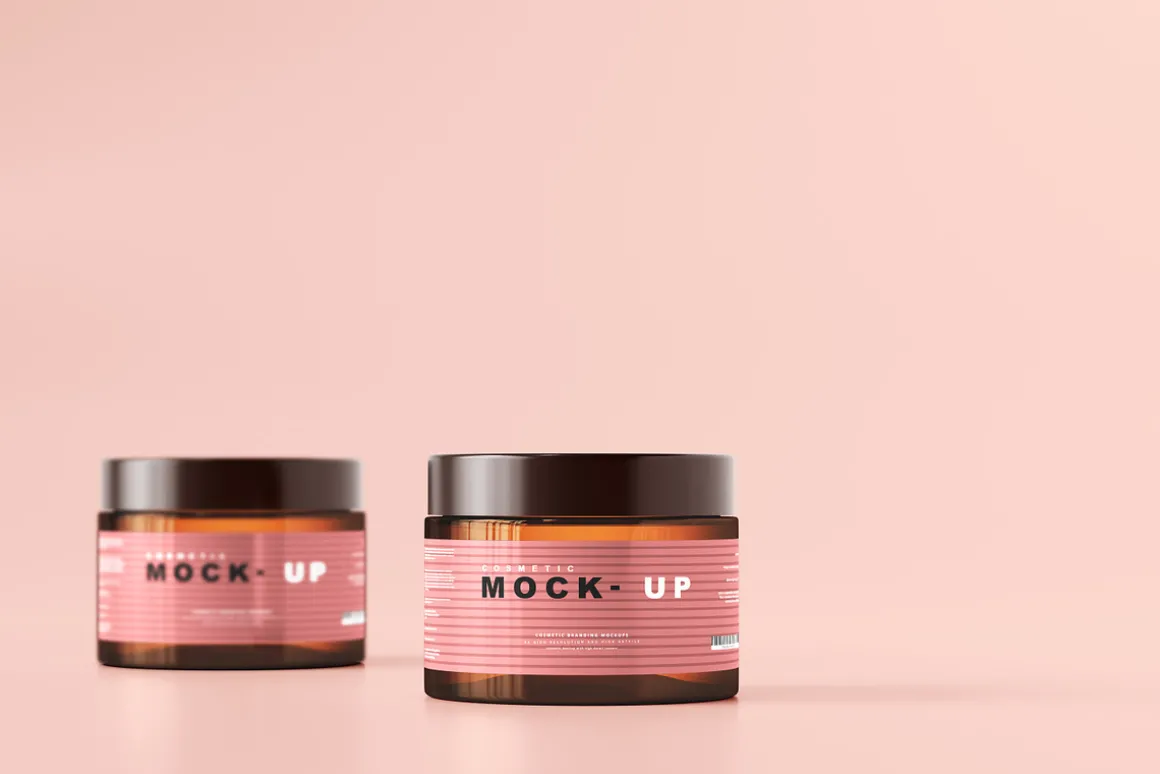 Amber Glass Cosmetic Jar Mockups