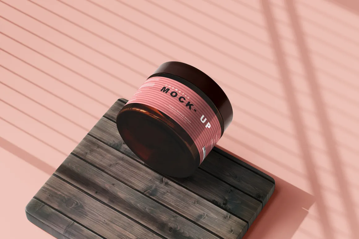 Amber Glass Cosmetic Jar Mockups