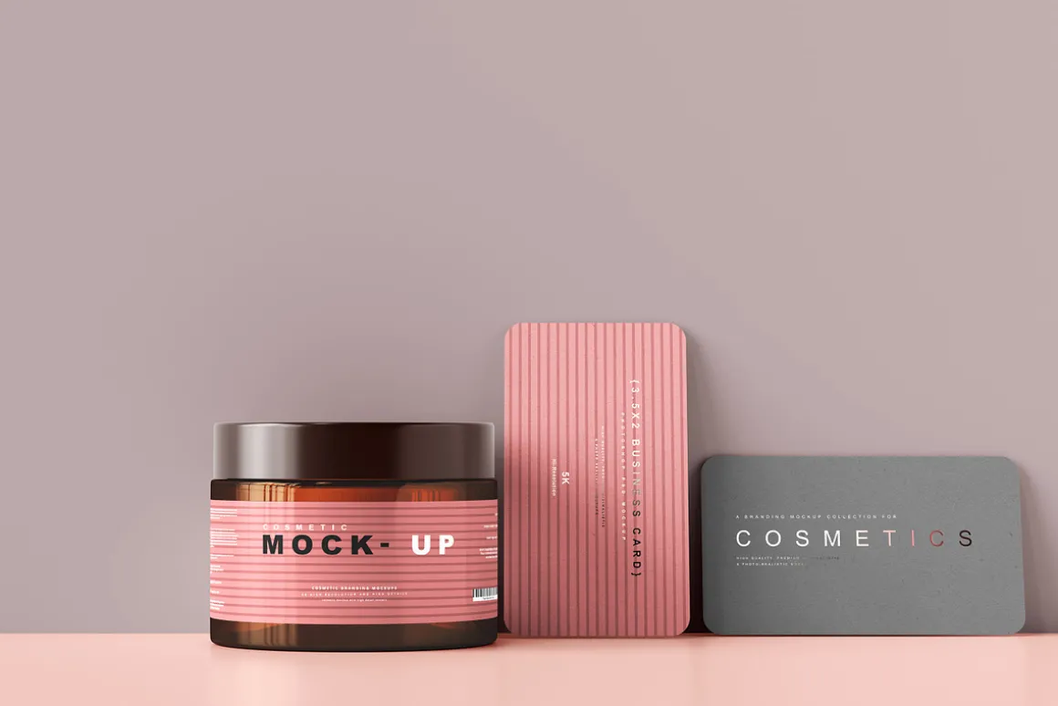 Amber Glass Cosmetic Jar Mockups