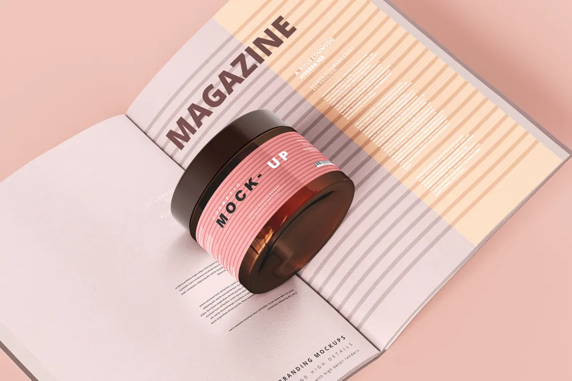Amber Glass Cosmetic Jar Mockups
