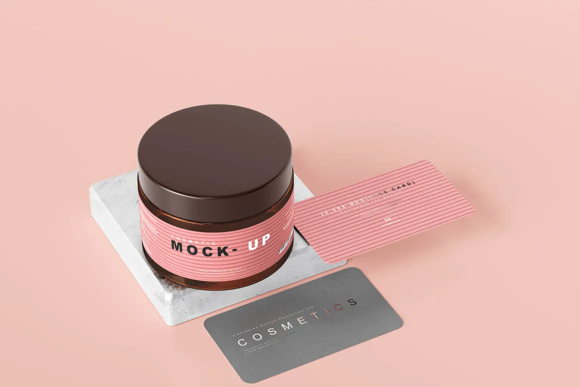 Amber Glass Cosmetic Jar Mockups