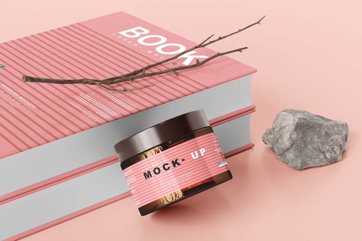 Amber Glass Cosmetic Jar Mockups