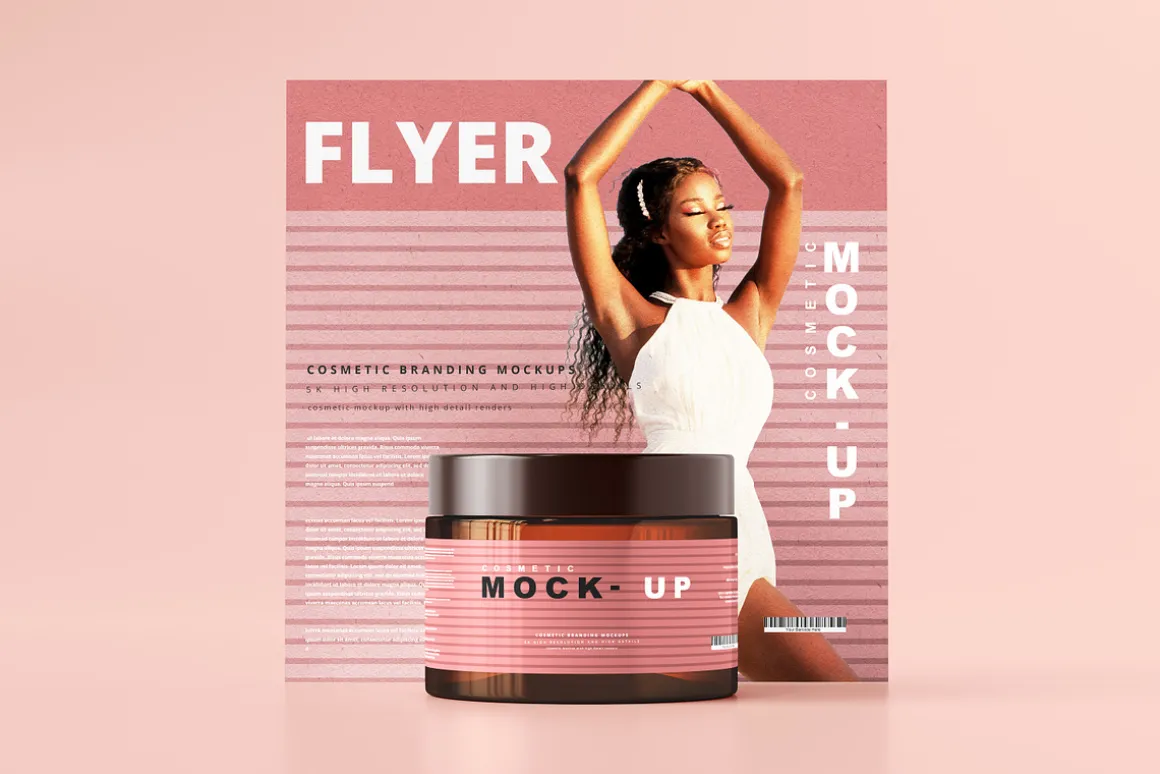 Amber Glass Cosmetic Jar Mockups