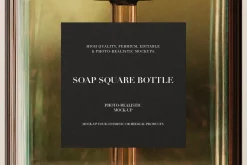 Amber Glass Soap Pump Bottle Mockup