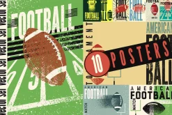 American Football vector poster set.