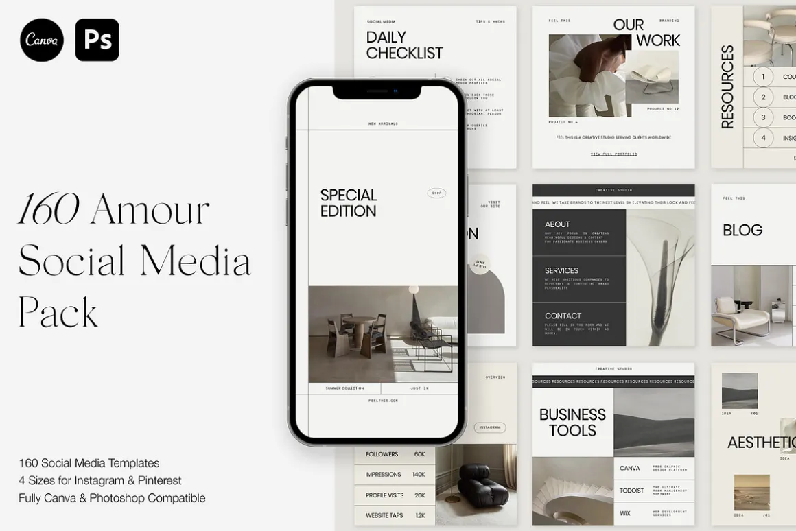 Amour Social Media Pack Canva PS