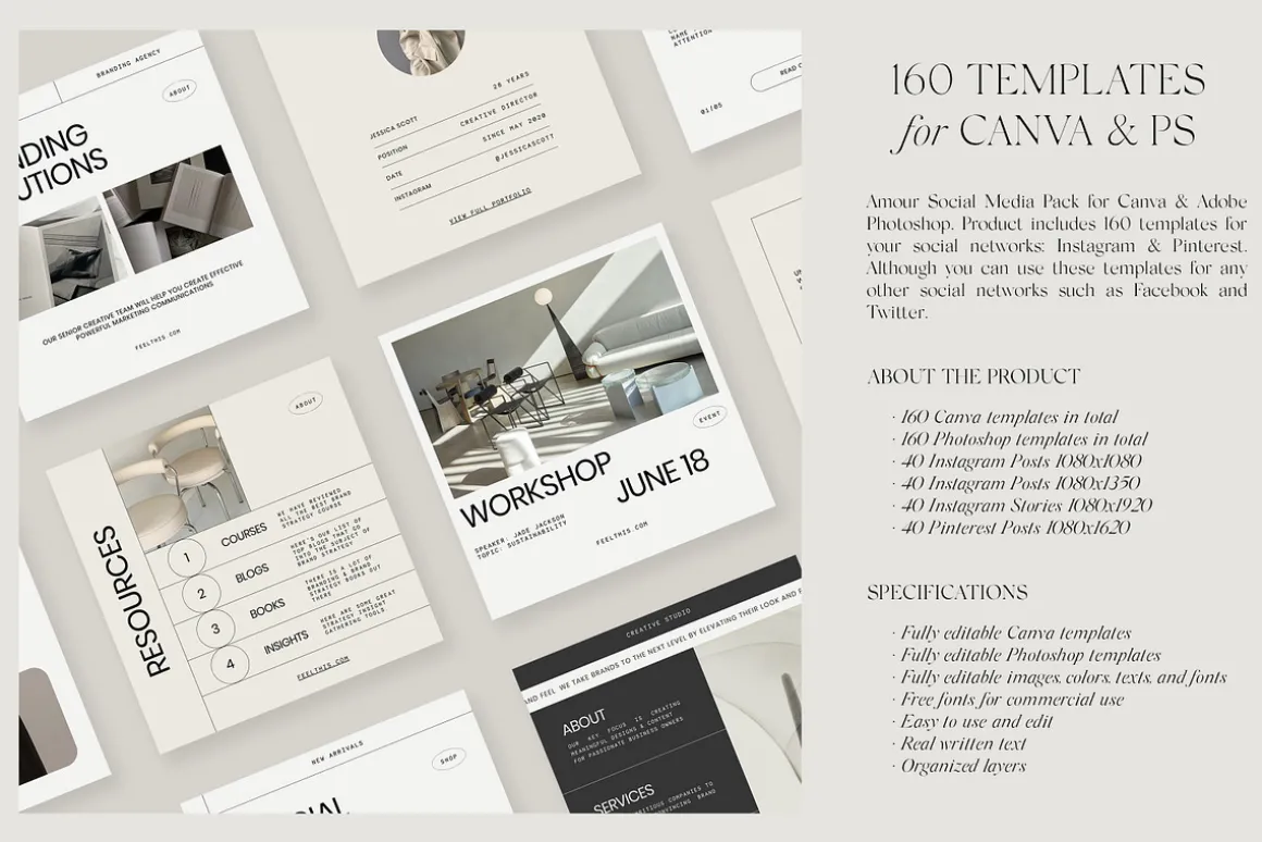 Amour Social Media Pack Canva PS