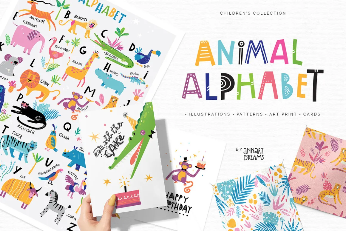 Animal Alphabet. Clipart & Pattern