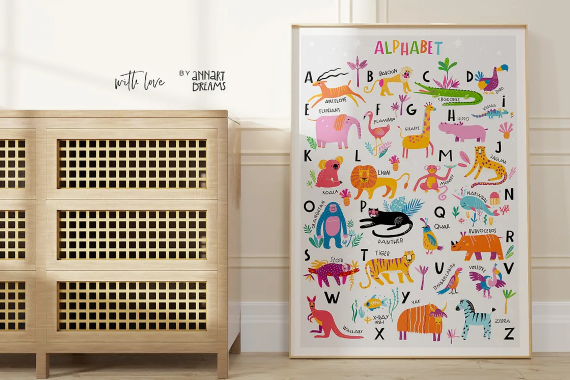 Animal Alphabet. Clipart & Pattern