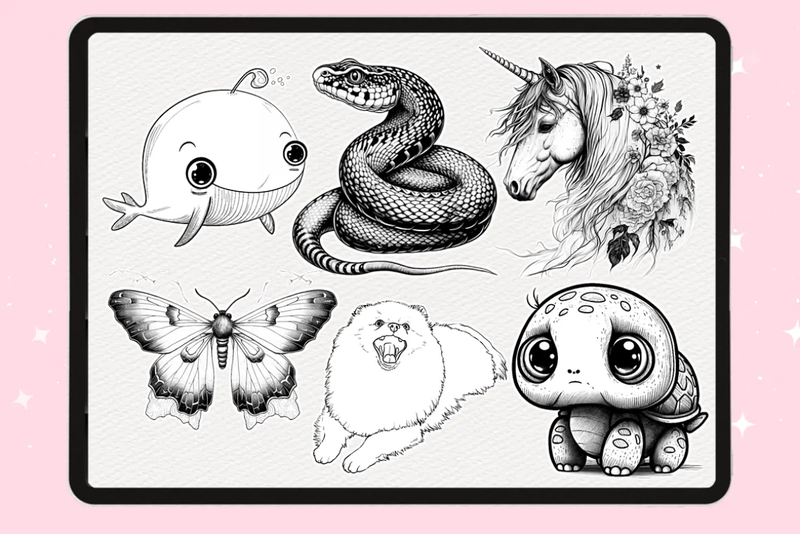 Animal brushes Procreate, Photoshop