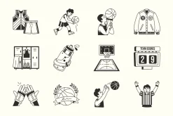 Animated Basketball Illustration Set