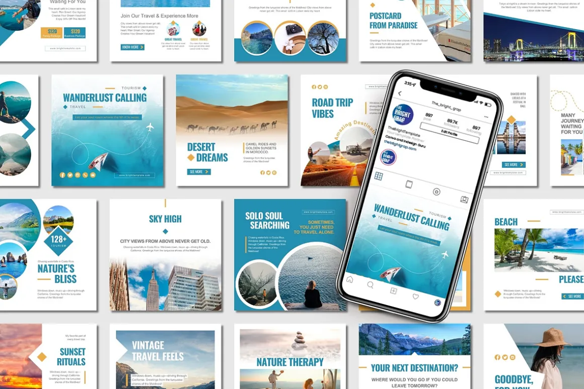 150 Animated Travel Social Media Kit