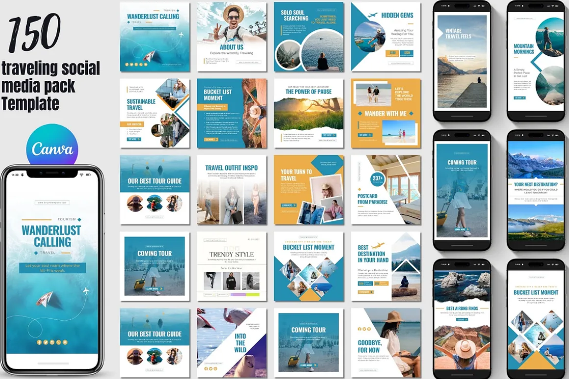 150 Animated Travel Social Media Kit