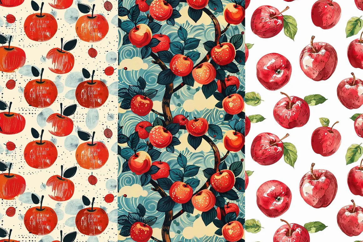 10 Apple Seamless Patterns