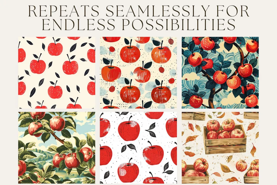 10 Apple Seamless Patterns