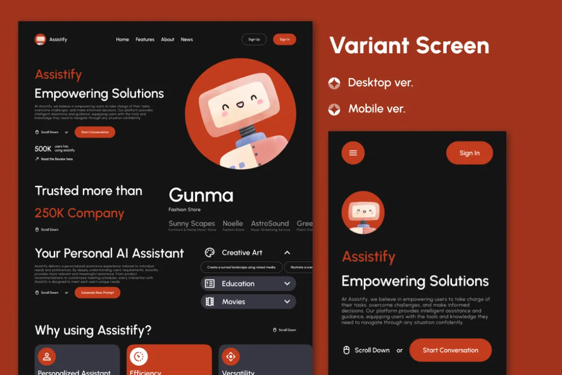 Assistify - AI Chatbot Landing Page
