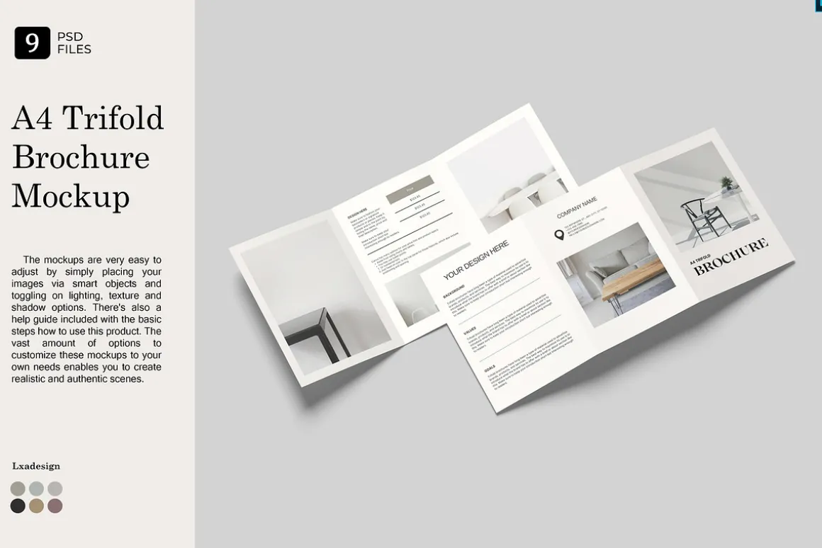 A4 Trifold Brochure Mockup