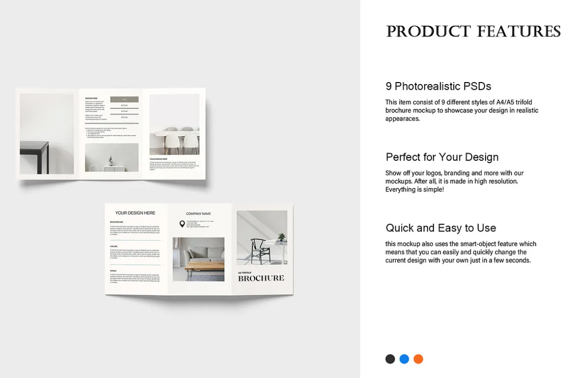 A4 Trifold Brochure Mockup