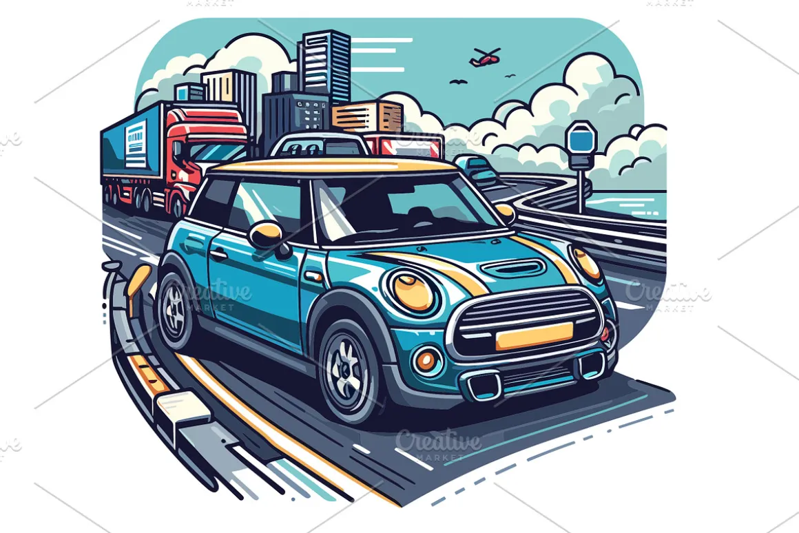 A Trio Mini Cooper of Roadway Whimsy