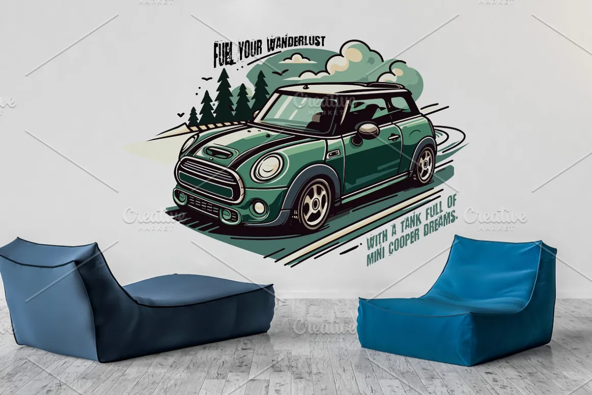 A Trio Mini Cooper of Roadway Whimsy