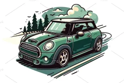A Trio Mini Cooper of Roadway Whimsy