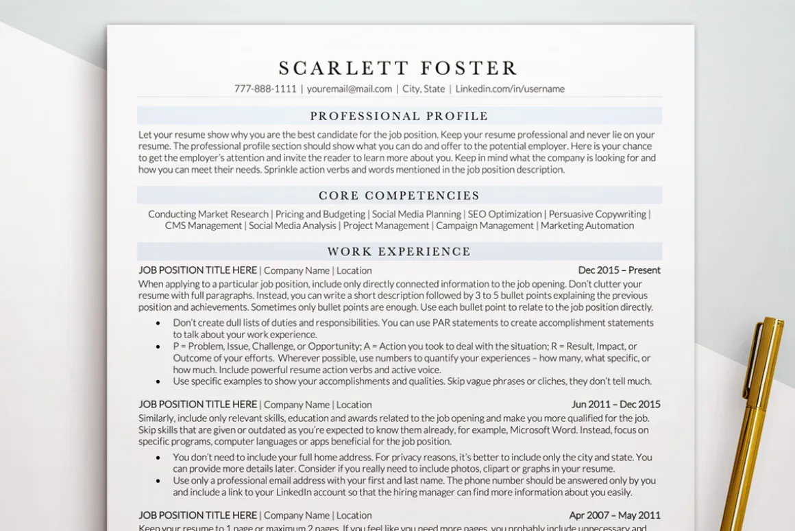 ATS Friendly Executive Resume / CV