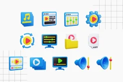 Audio and Video 3D Icons