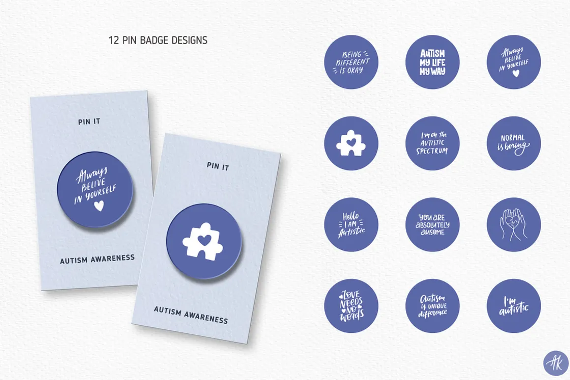 Autism Awareness Hand Drawn Set