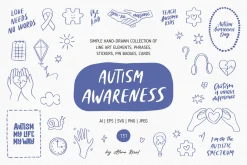 Autism Awareness Hand Drawn Set
