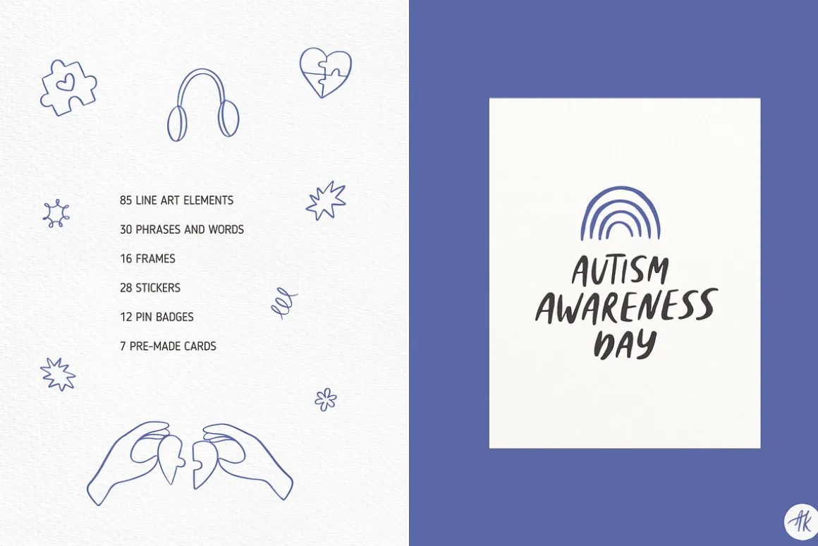 Autism Awareness Hand Drawn Set