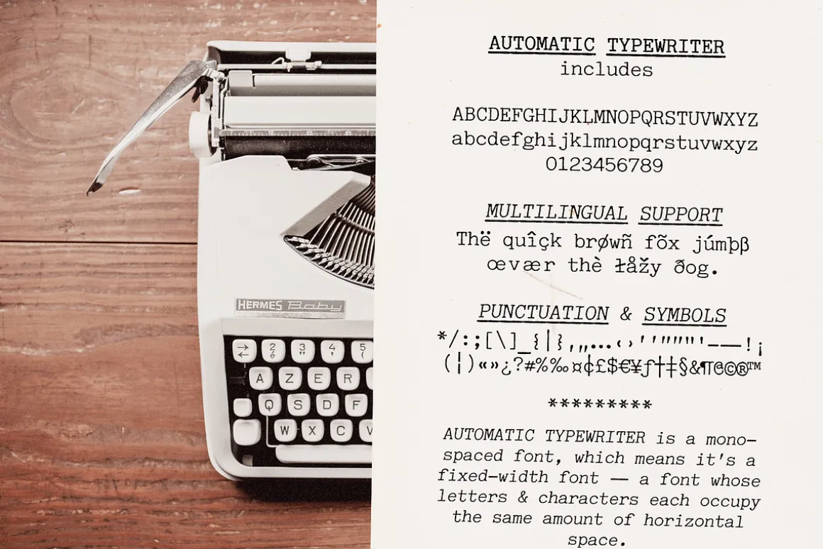 Automatic Typewriter Font and Extras