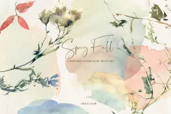 Autum Fall Watercolor Floral Clipart
