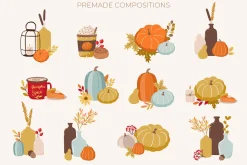 Autumn mood patterns&clipart bundle