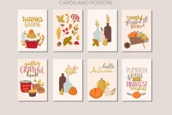 Autumn mood patterns&clipart bundle