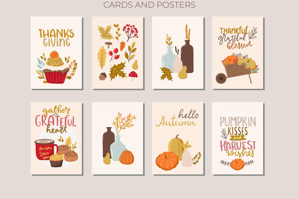 Autumn mood patterns&clipart bundle