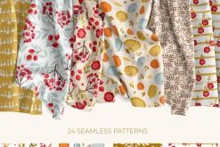 Autumn mood patterns&clipart bundle