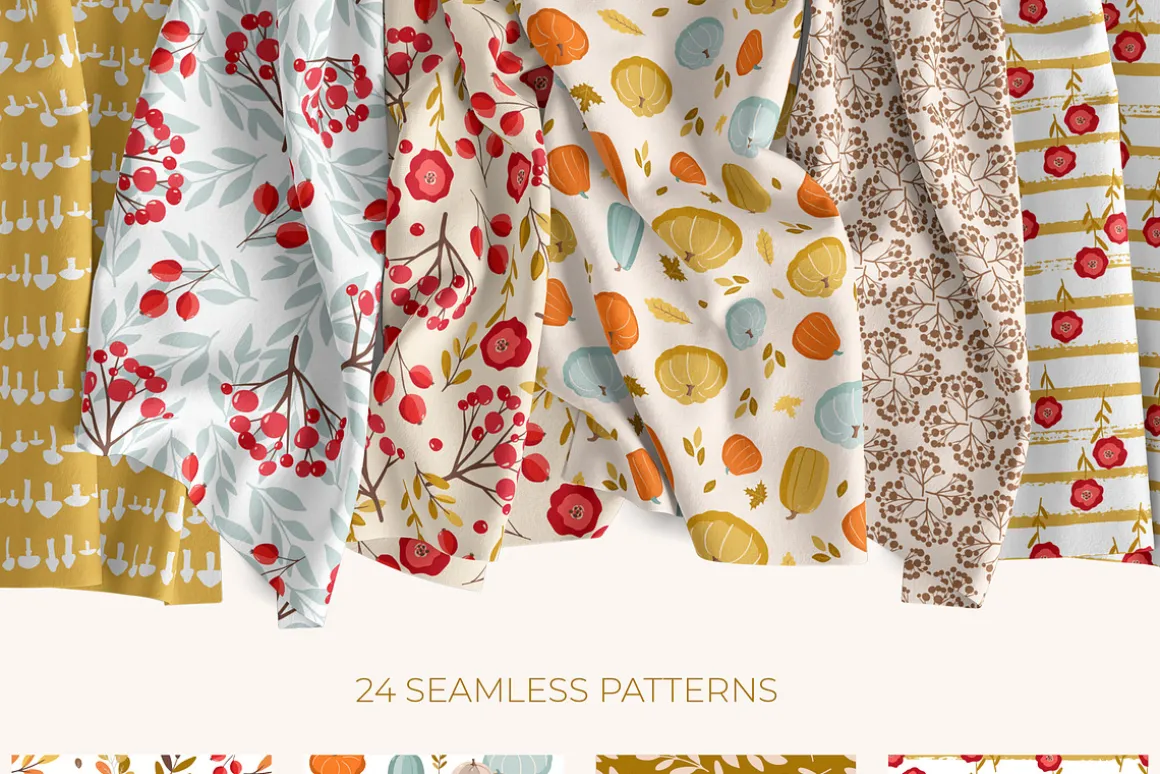 Autumn mood patterns&clipart bundle