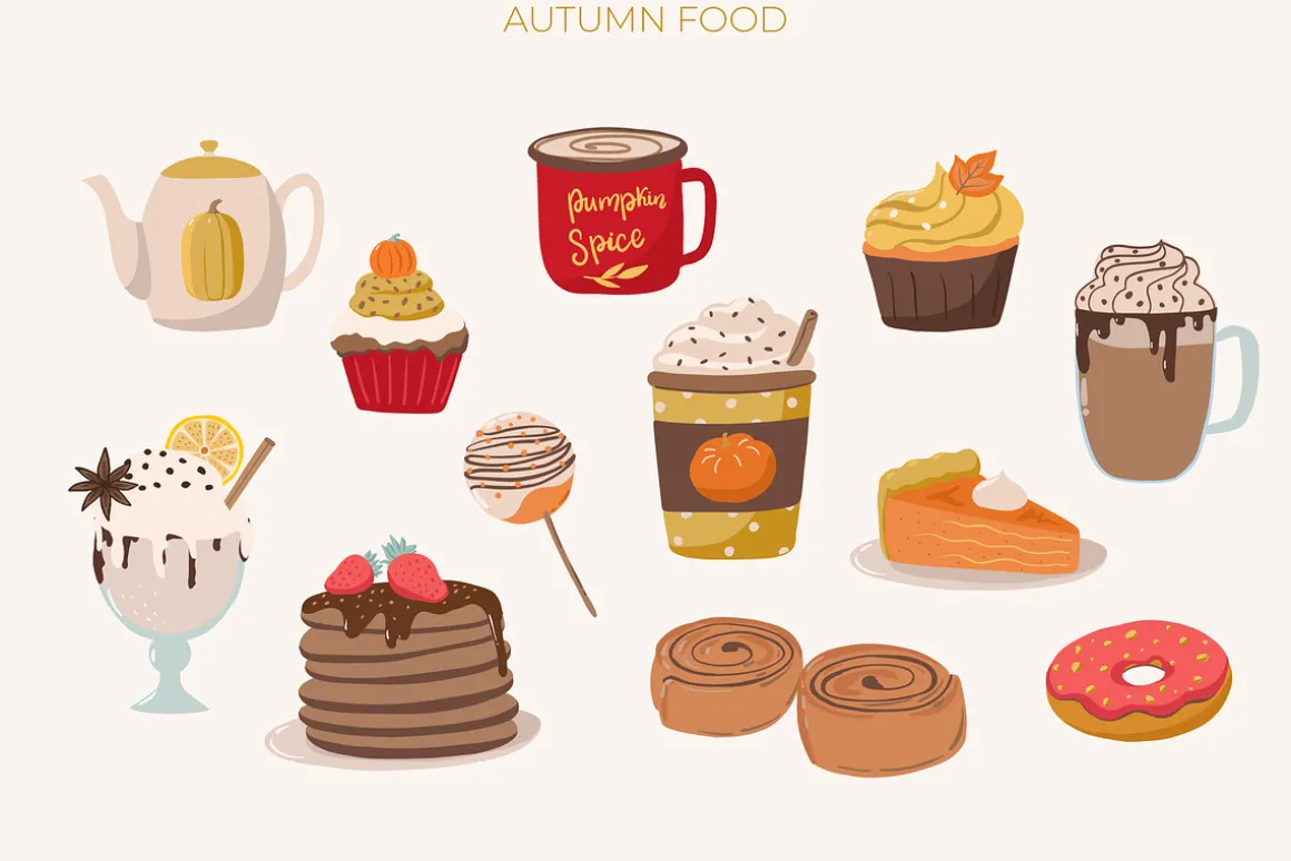 Autumn mood patterns&clipart bundle